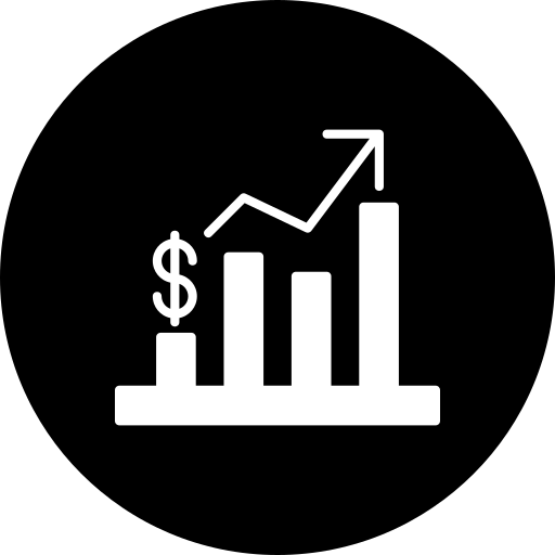 Icona stilizzata di una freccia o grafico che indica crescita e aumento delle opportunità di business Icona stilizzata di una freccia o grafico che indica crescita e aumento delle opportunità di business