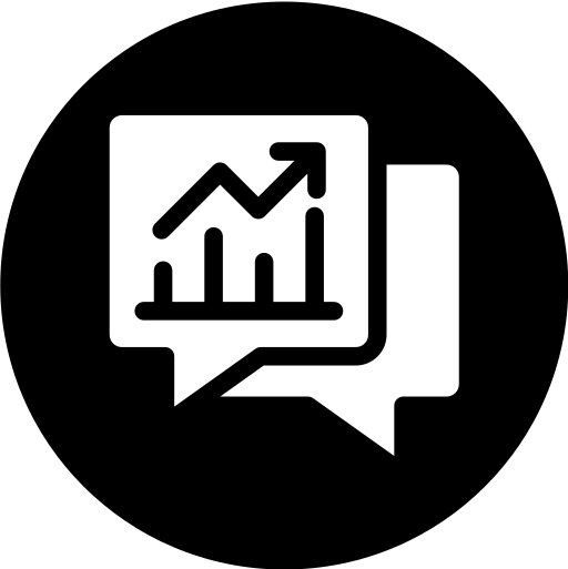 Simbolo di conversazione e analisi di mercato, per servizi di supporto business