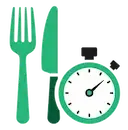 Icona di forchetta, coltello e cronometro, simbolo del trend fast-casual che unisce qualità e velocità