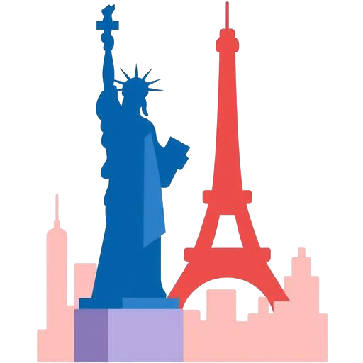 Icona: Statua della Libertà e Torre Eiffel stilizzate, simbolo di Little Paris NYC