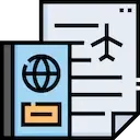 Icona di passaporto e documenti, che simboleggia i requisiti per i viaggi internazionali