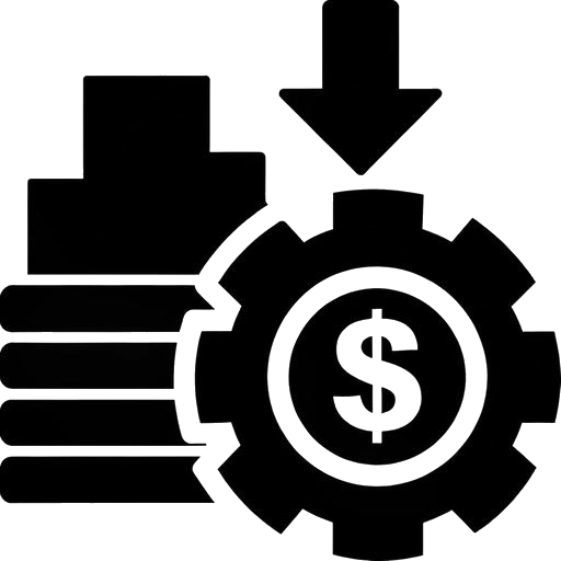 Icona: Simbolo dollaro con edificio e freccia in giù, per tassazione LLC a New York.