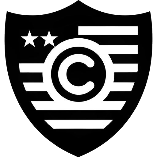 Icona stilizzata di uno scudo con simboli di protezione e copyright, rappresentante la proprietà intellettuale USA