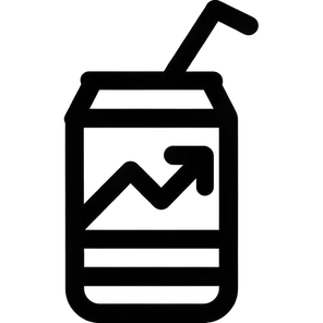 Icona: Lattina di cocktail con freccia di crescita, simbolo del trend RTD negli Stati Uniti.