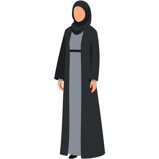 Icona stilizzata che rappresenta la moda modesta con un tocco moderno e inclusivo