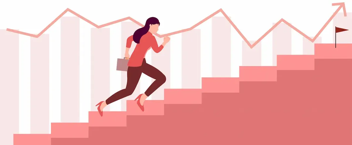Illustrazione percorso di successo professionale e studio negli Stati Uniti