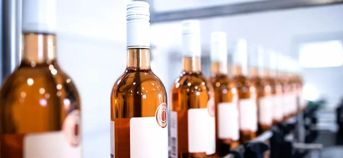 Interno di un magazzino a temperatura controllata con bottiglie di vino, per la logistica USA
