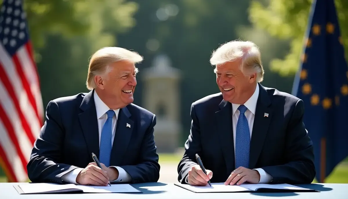 firma ironica dell'accordo UE-USA per dazi al 15%