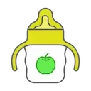 Icona: biberon con una mela, che simboleggia prodotti alimentari biologici per l'infanzia