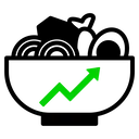 Icona: ciotola con verdure, rappresenta la crescita dei cibi salutari come il poke e l'acai bowl