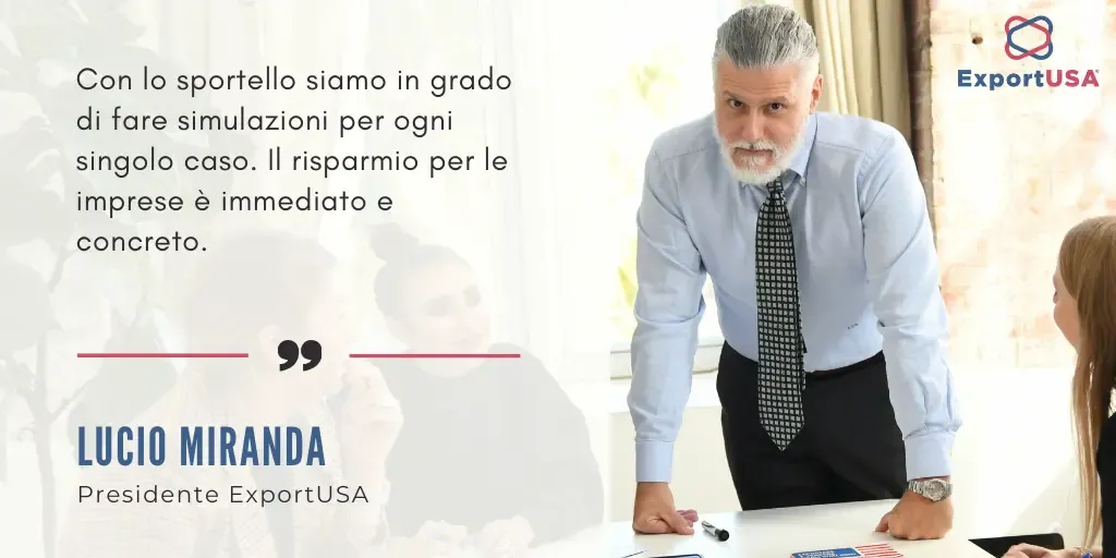 Lucio Miranda di ExportUSA durante una consulenza allo Sportello Dazi per le imprese italiane