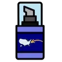 Icona: flacone di cosmetico con la mappa degli USA, che rappresenta l'esportazione verso il mercato americano