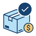 Icona: pacchetto di spedizione con timbro di approvazione per l'importazione negli Stati Uniti