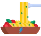 Icona: spaghetti con forchetta e simbolo di velocità.