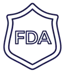 Contorno di uno scudo stilizzato con le lettere "FDA" 