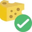 Icona: fetta di formaggio con un segno di spunta, che simboleggia l'approvazione per la vendita di formaggio stagionato negli USA.