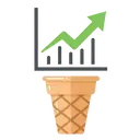 Icona: cono gelato con un grafico che simboleggia la crescita nel settore