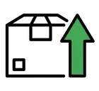 Icona: scatola e freccia verde verso l'alto, rappresenta incentivi per l'export