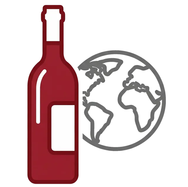 Icona: bottiglia di vino e un globo, simboleggiando l'esportazione di vino