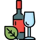 Icona: bottiglia di vino e una foglia, simbolo di vino biologico e naturale