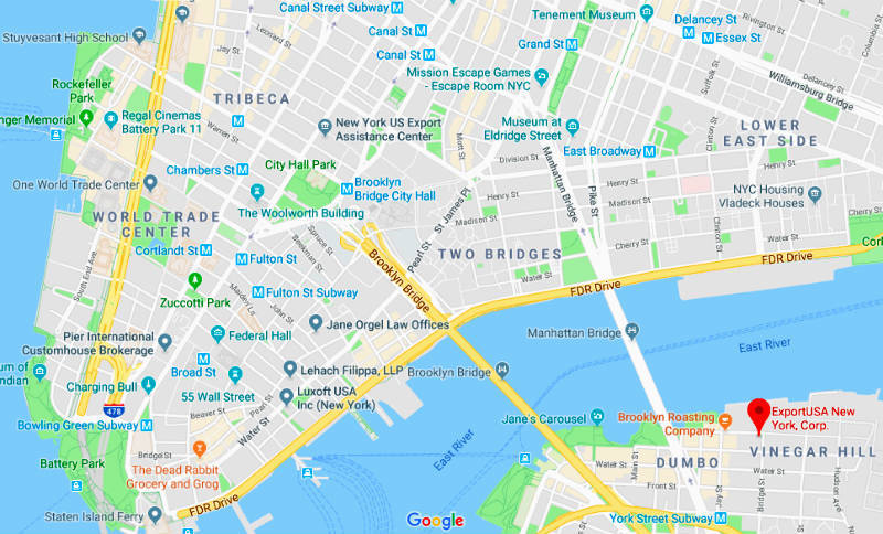 La posizione degli uffici di ExportUSA a New York
