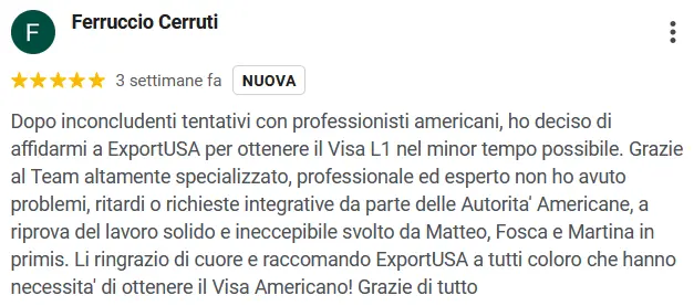 recensioni su ottenimento visti L1 per USA