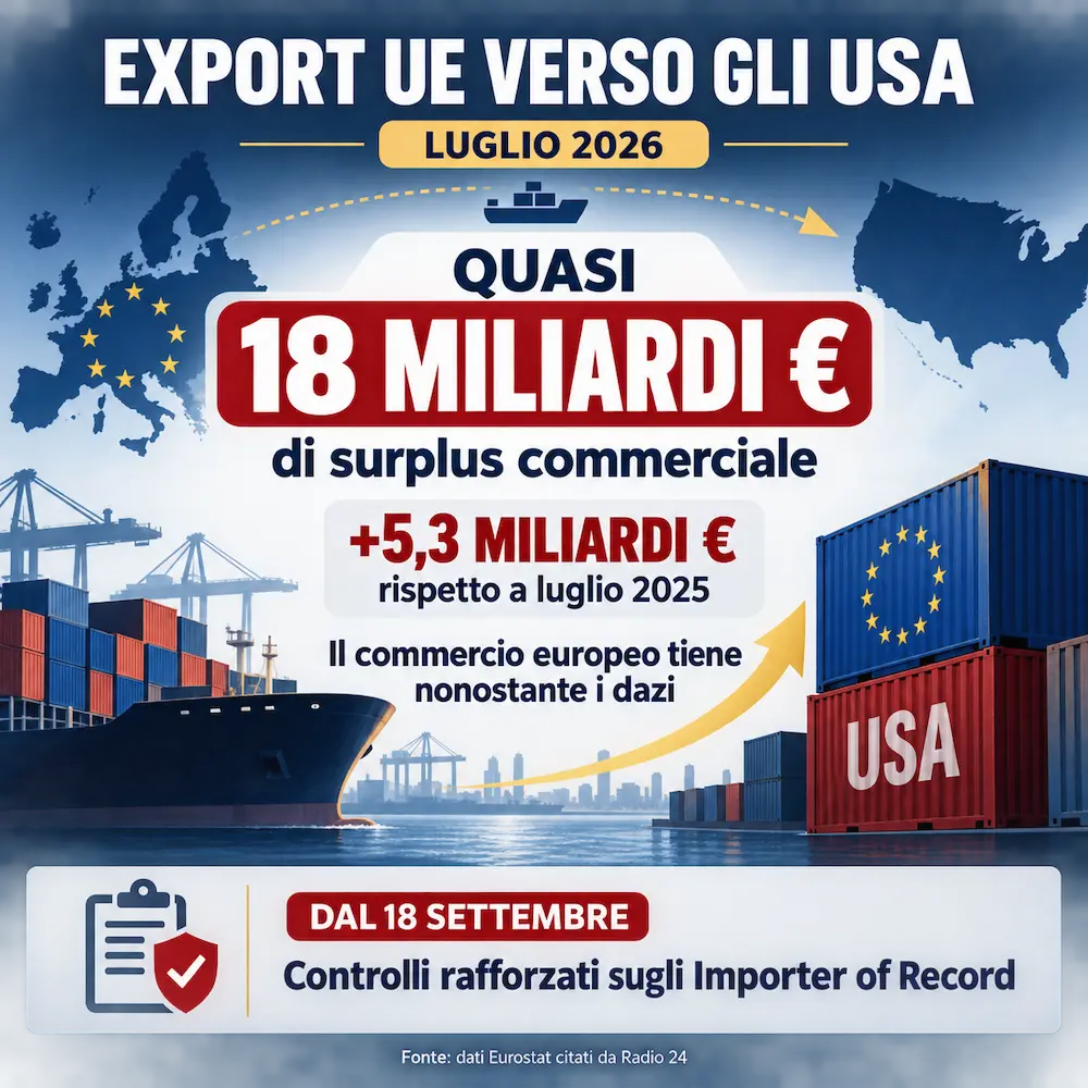 La crescita delle esportazioni europee e italiane negli Stati Uniti