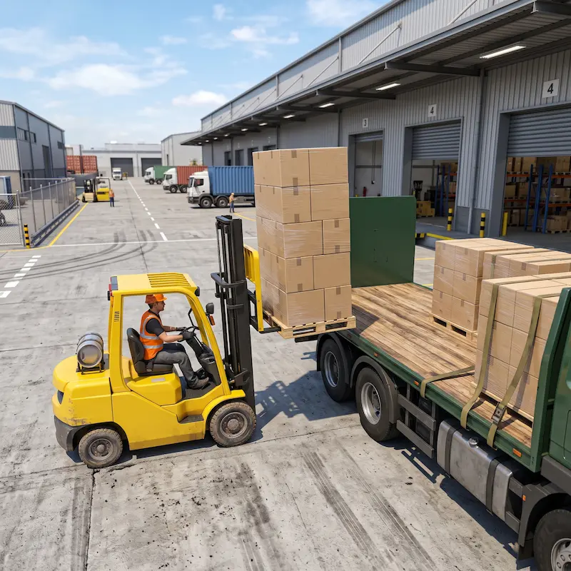 trasporto su camion di merci su pallet tra stati in America