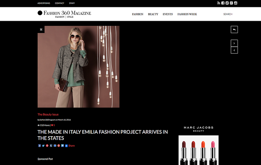 Pubblicazione progetto Emilia Fashion su Fashion 360 Magazine