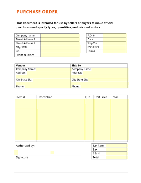 Purchase Order = Buono d'ordine
